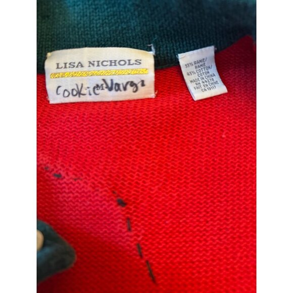 Vintage Lisa Nichols Ugly Christmas Sweater Cardigan With Button Tree Design & R - Picture 5 of 7